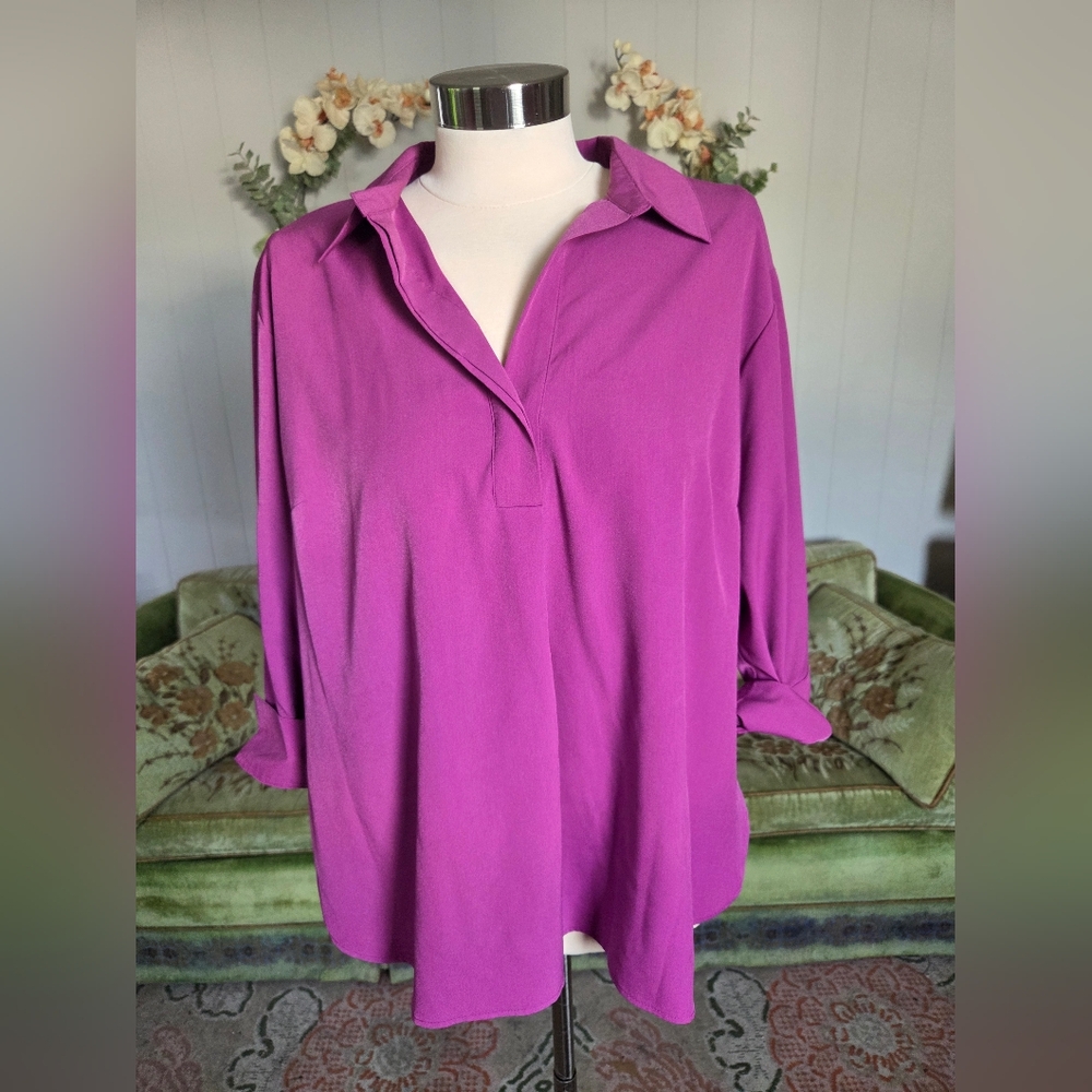 PAIGE Women's Button Down Shirt in Rich Magenta